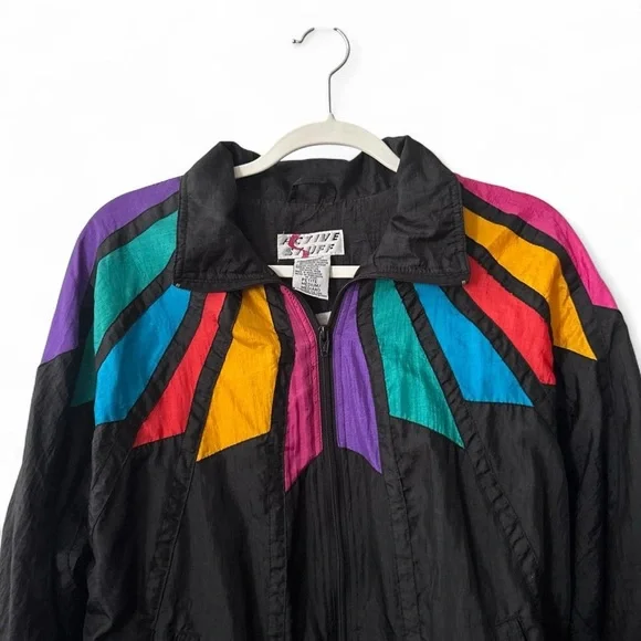 Vintage Active Stuff Black Multicolor Winbreaker - Picture 2 of 5